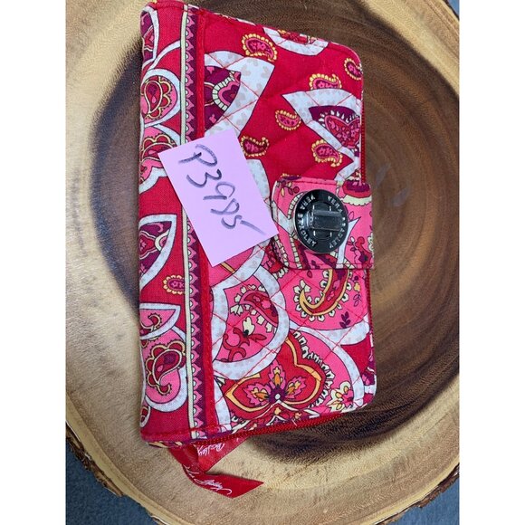 Vera Bradley Lg Turn Clasp Wallet 7.5"x4.5" Bill Coin ID CC Zipper - Picture 8 of 8